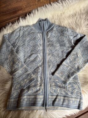 Dale of Norway Cardigan Medium sky blue and cream
